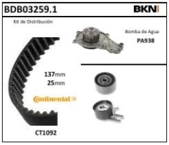 BKN BDB03259 - Kit de Distribución + Bomba de Agua