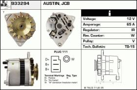 BKN 933294 - ALTERNADOR JCB,MASSEY FERGUSON TRAC